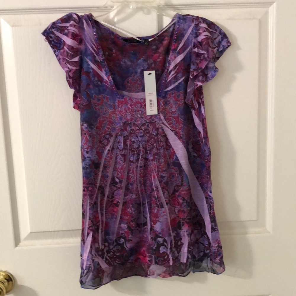 Apt 9 purple print shirt. Size petite large. New with tags.